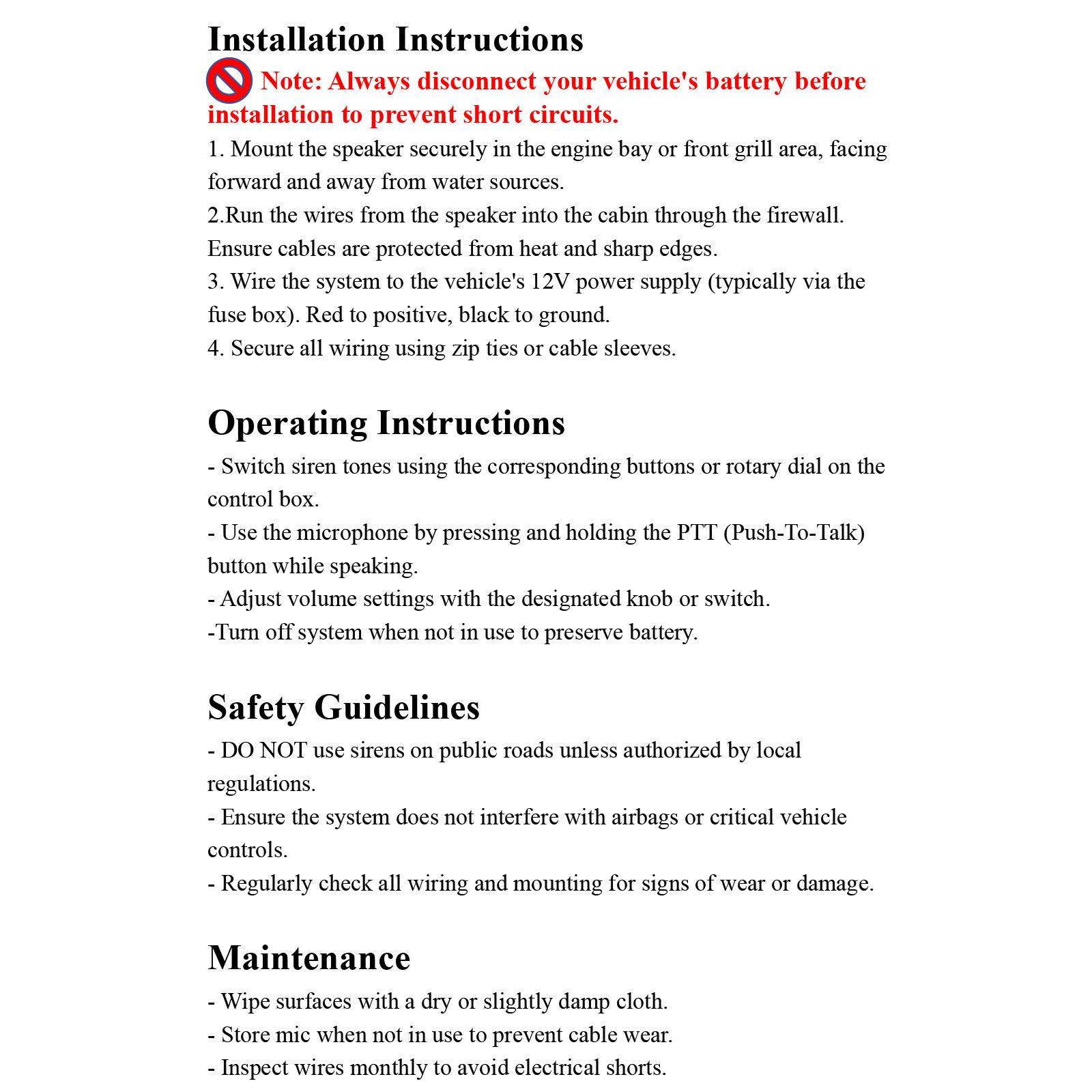 12V 80W 135dB 7-Tone Car Warning Siren Horn Mic PA Speaker System Auto Security Alarm Warning Amplifier Hooter Compact Design for Car Use