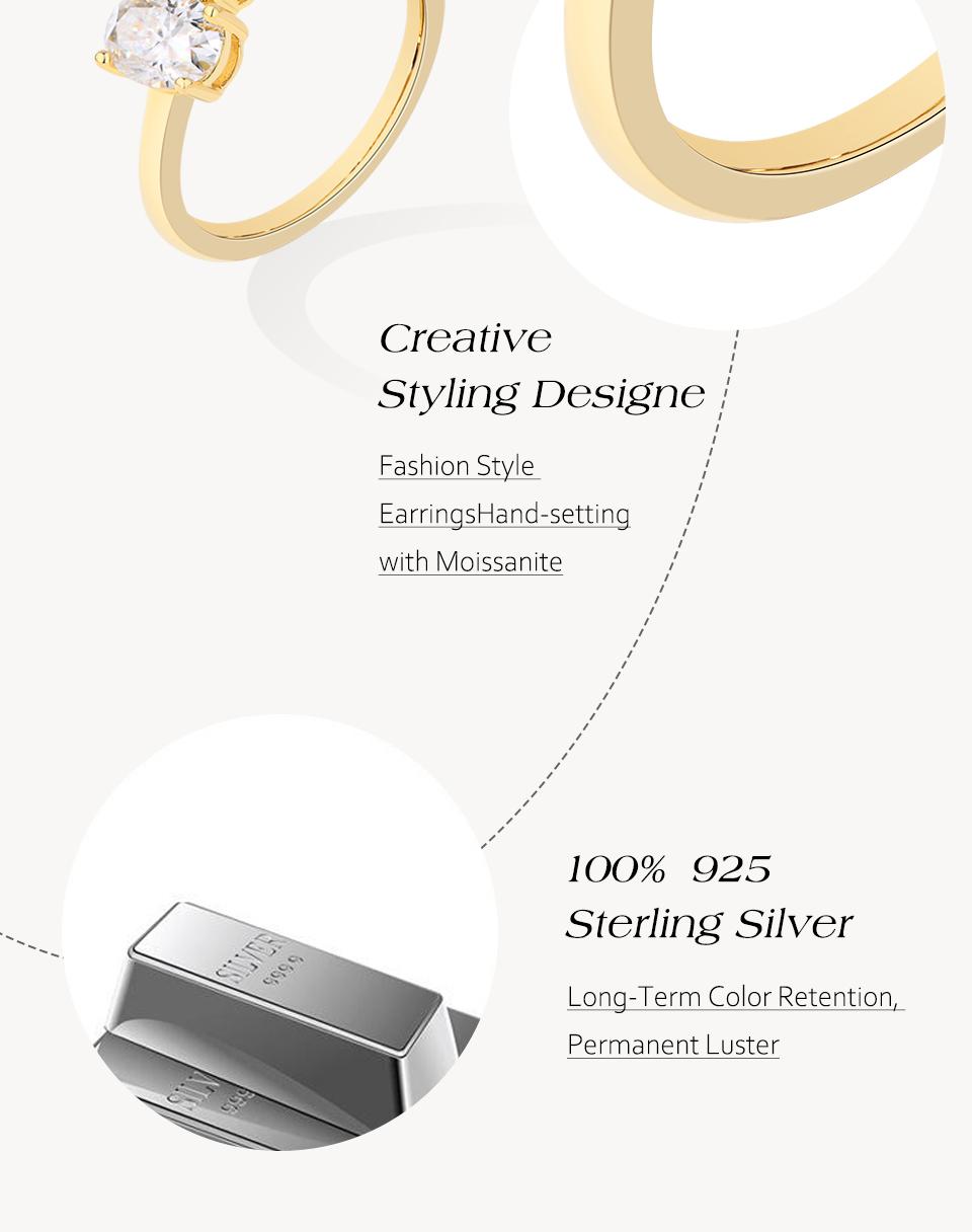 Simply Design Oval Pear Cut Total 1.35CT Synthetic Moissanite Ring for Women Birthday Gift Engagement Wedding Daily Wear Jewelry R203