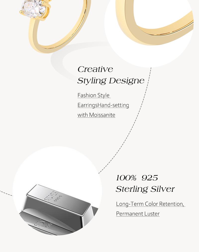 Simply Design Oval Pear Cut Total 1.35CT Synthetic Moissanite Ring for Women Birthday Gift Engagement Wedding Daily Wear Jewelry R203