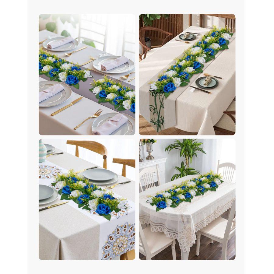 VEVOR Flower Ball Arrangement Bouquet 10 PCS, 19.6x 8.6 Inch Artificial Flower Balls Wedding Table Centerpieces, Faux Rose Arrangements for Wedding Centerpiece Home Decoration, Blue and White Roses