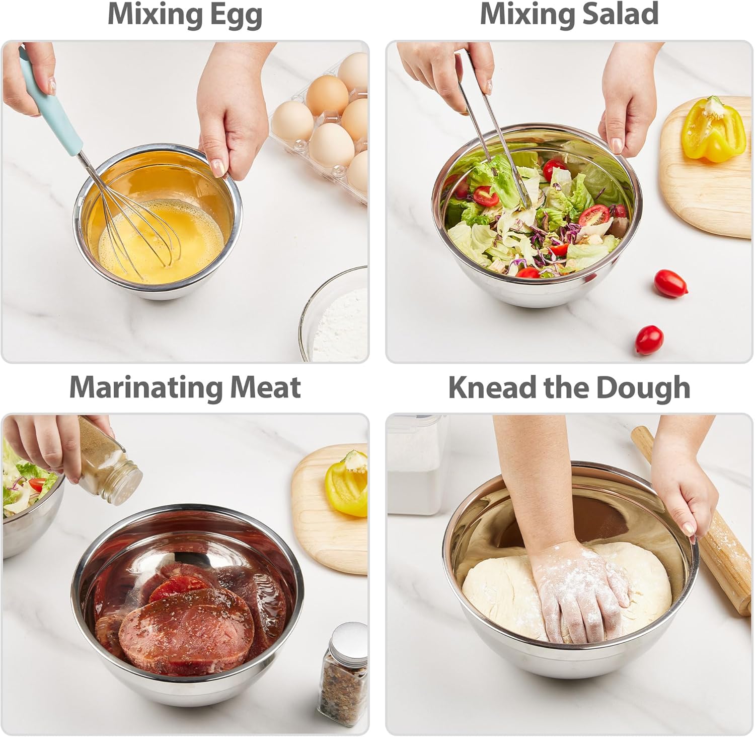 23PCS Stackable Nesting Stainless Steel Mixing Bowls Set | with Lids, Graters, Whisk & Complete Baking Utensils