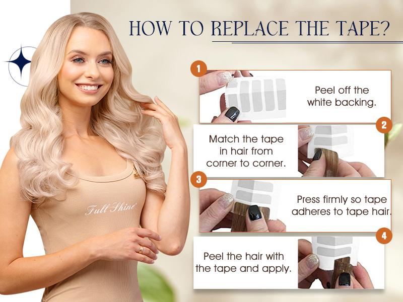 Full Shine Tape in Hair Extension Affordable Soft and Natural Human Hair Extensions 20Pcs/50G