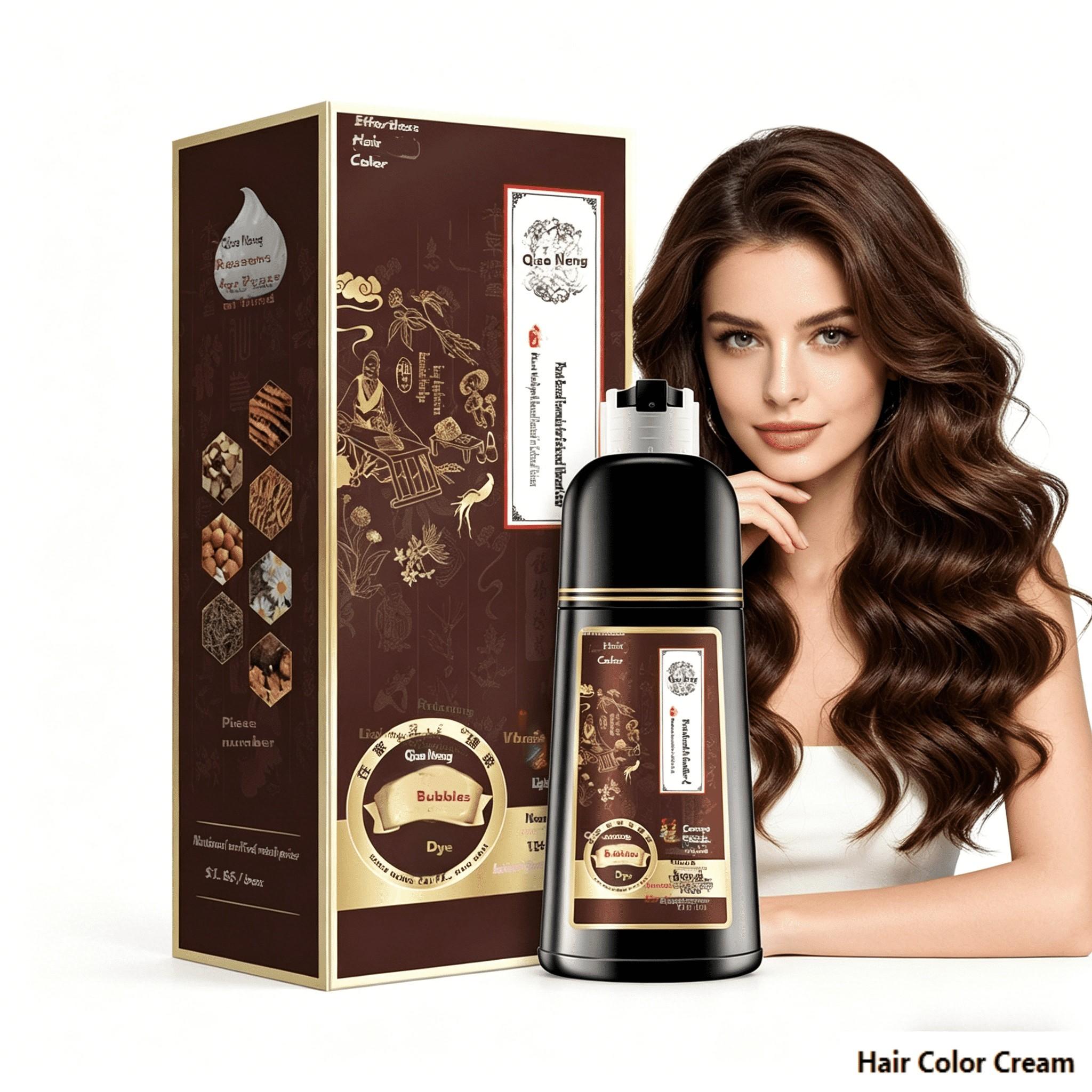 500ML Bubble Hair Dye Cream, Natural Gentle Formula, Effective Color Coverage, Long-Lasting Stain, Includes Tools, Home Use