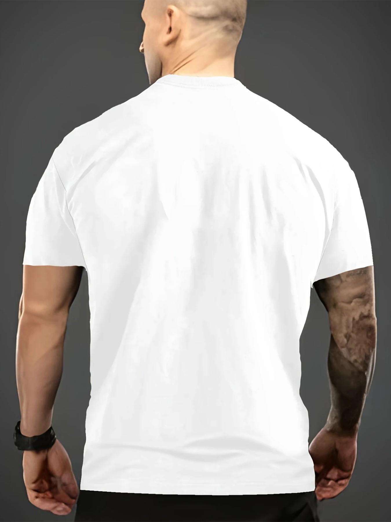 New Summer Round Neck T-Shirt, Casual Short Sleeve Men's Top, Slim Fit, Breathable, Letter Print, Trendy and Versatile