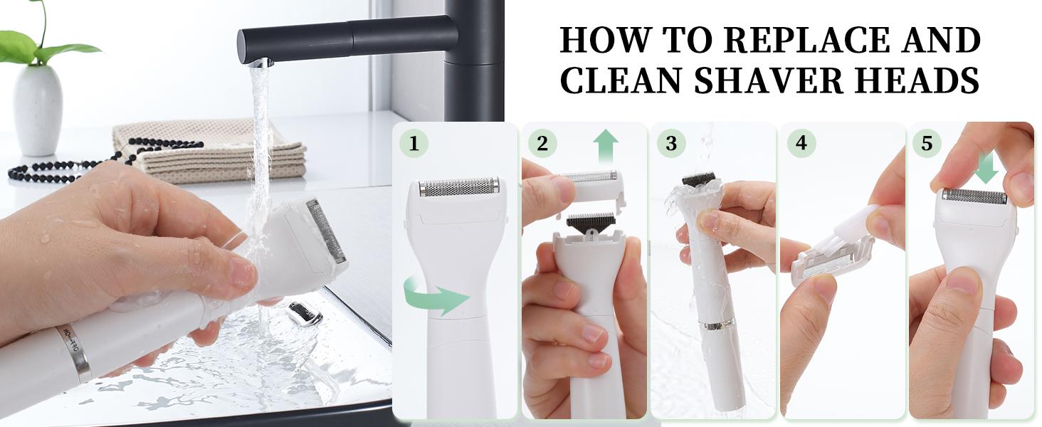 Bikini Trimmer Foil Shaver for Women-Waterproof Pubic Hair Trimmer Painless 4 in 1 Body Hair Groomer Facial Hair Removal Lady Grooming Shaver Clipper for Legs,Bikini Lines,Face