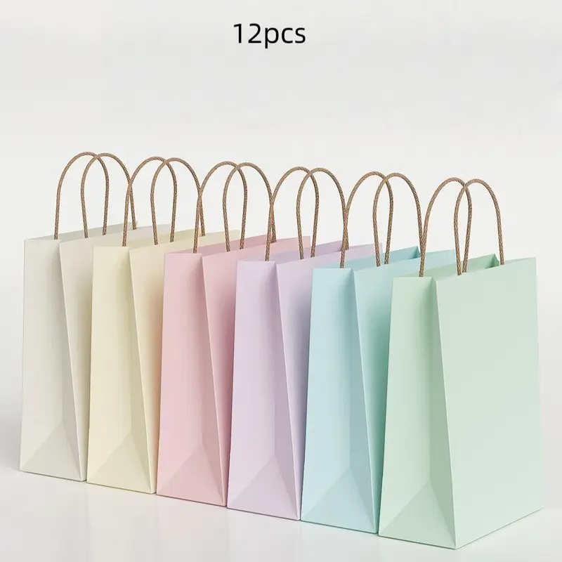 Colorful Kraft Paper Gift Bags with Handles, 12-30pcs Set, Perfect for Parties, Birthdays, Holidays, Multi-Purpose Use, 6 Vibrant Colors, Party Gift Packs, Party Favor Bags