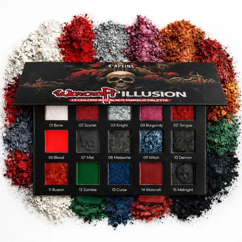 15-Color Eyeshadow Palette, High Pigment Matte & Glitter, Long-Lasting Blendable, Gothic Dark Makeup, Professional Party Halloween Eye Shadow, Eye Makeup Product