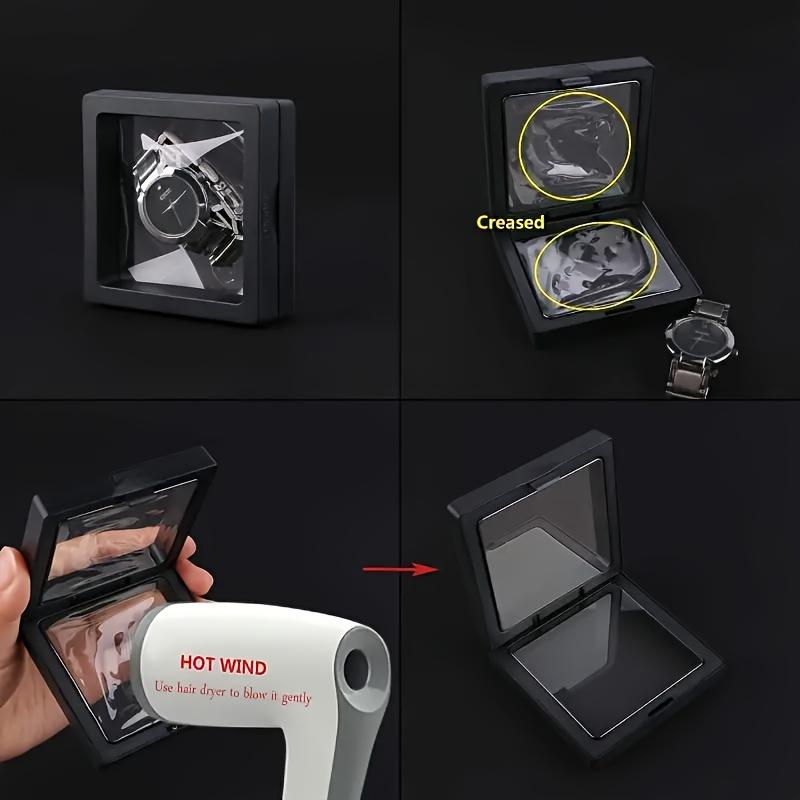 3D Floating Display Box, Dustproof Jewelry Packaging, Transparent Hanging Storage Box for Storing Necklaces, Bracelets, Rings, Coins, Earrings, and Pins, with Elastic Film, Gift Box for Retail and Personal Use.