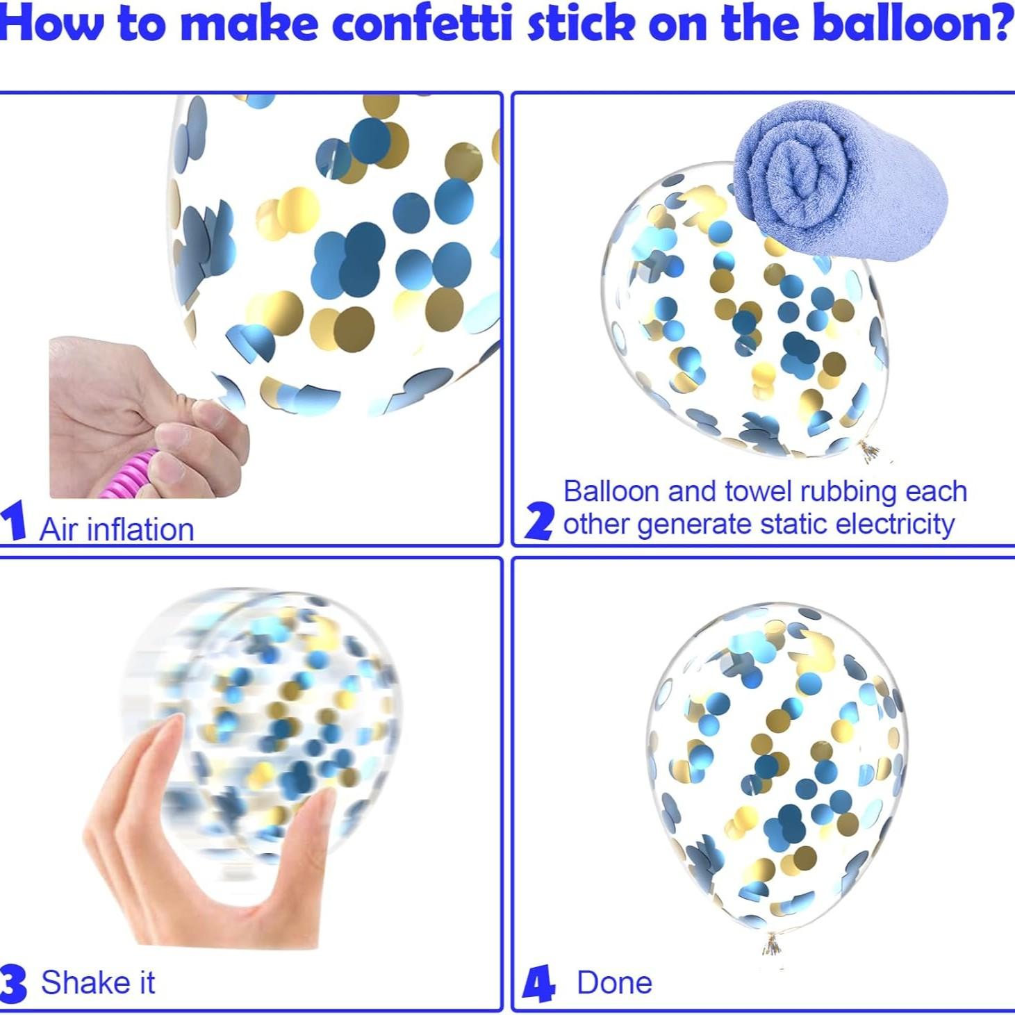 Pink blue white balloons, 40 12 inch pink blue and confetti latex balloons, used for birthday baby showers, gender revealing party supplies and decorations