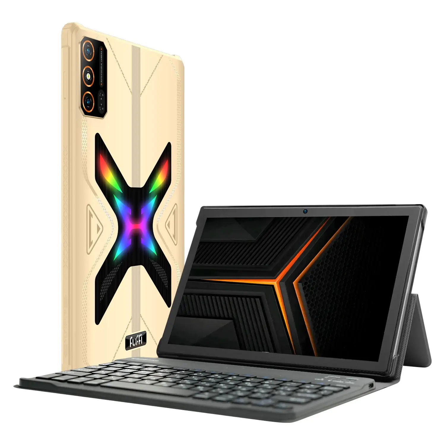 FUFFi-LED Emissive Tablet, 10.1-inch screen, 4GB RAM + 64GB ROM, octa-core processor, 4G network, dual SIM, Android OS, 2MP + 5MP camera, 5000mAh battery, stylish Android tablet, with keyboard/pen/mouse/leather case