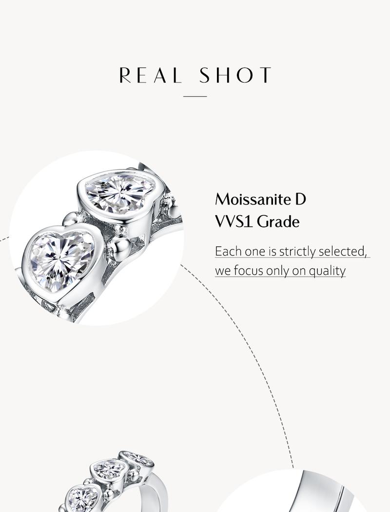 New Synthetic Moissanite Rings for Women D VVS1 4*4mm Heart Shape Ring Wedding Band Luxury Fine Jewelry R115