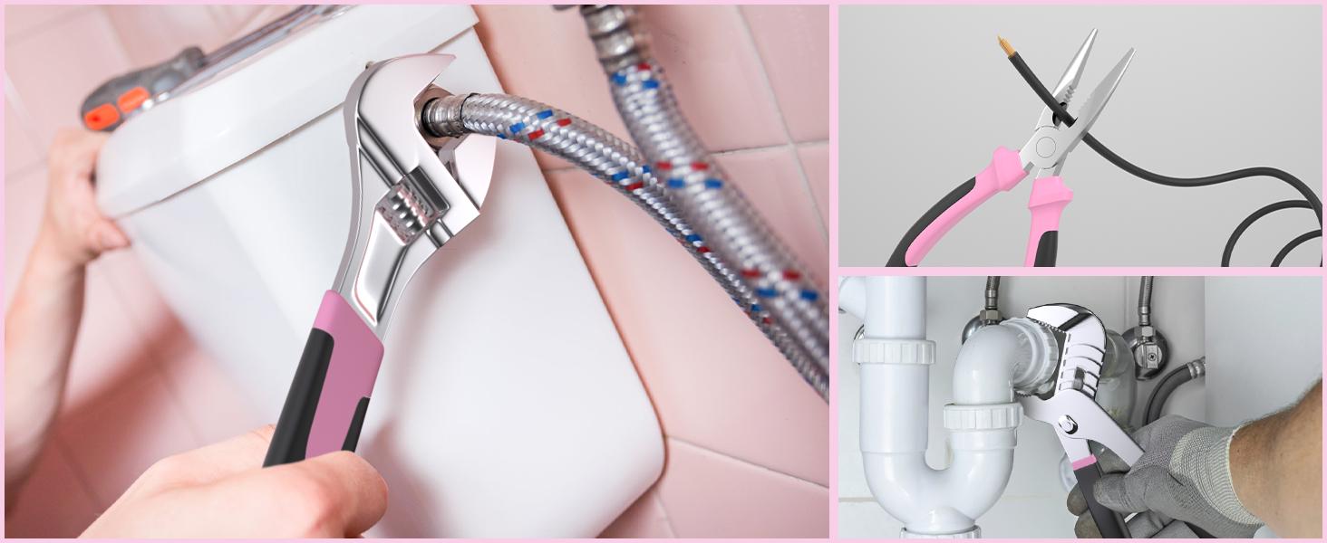 PULITUO 20V Cordless Pink Drill Tool Kit Set 238-Piece Power Drill Tool Box with Battery Electric Drill Driver for Lady's Repairing Kit Toolbox Tools Sets