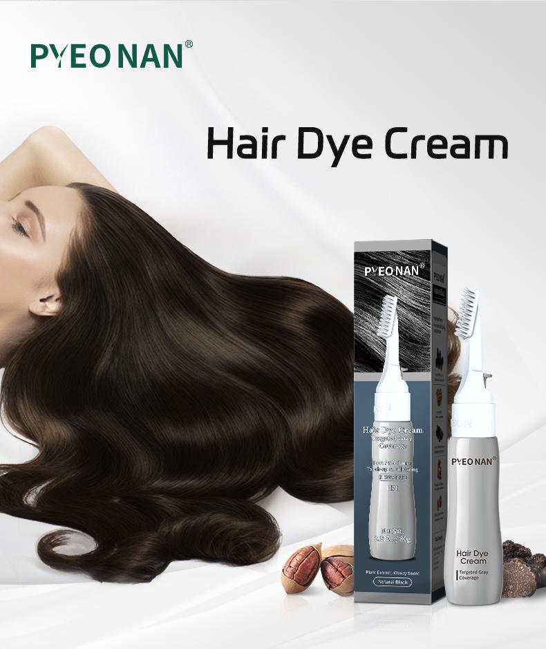 PYEONAN Unisex hair dye Cream, Herbal Extracts for Gray Hair, Touch-up & Full Coverage, No Blending Required, 2-in-1 for Gray Coverage and Hair Care, Transform Grays to Black or Dark Brown Naturally Hair color 2.8 Oz./80g Springtok Haircare  Woody Scent