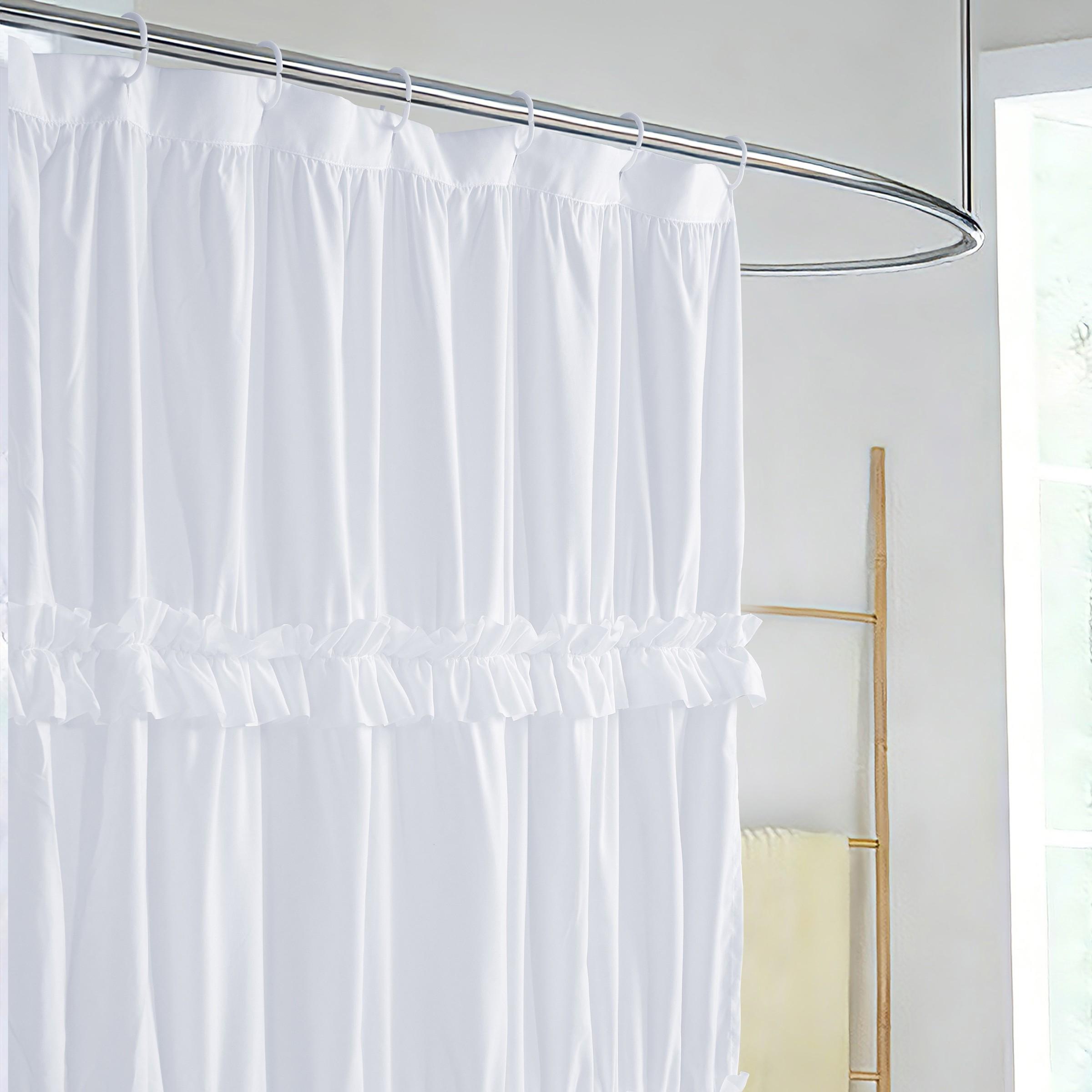 Vintage Plain Ruffled Shower Curtain, Soft Polyester Fabric, Bathroom Closet Window Decor, Hotel Bedroom Salon Curtains