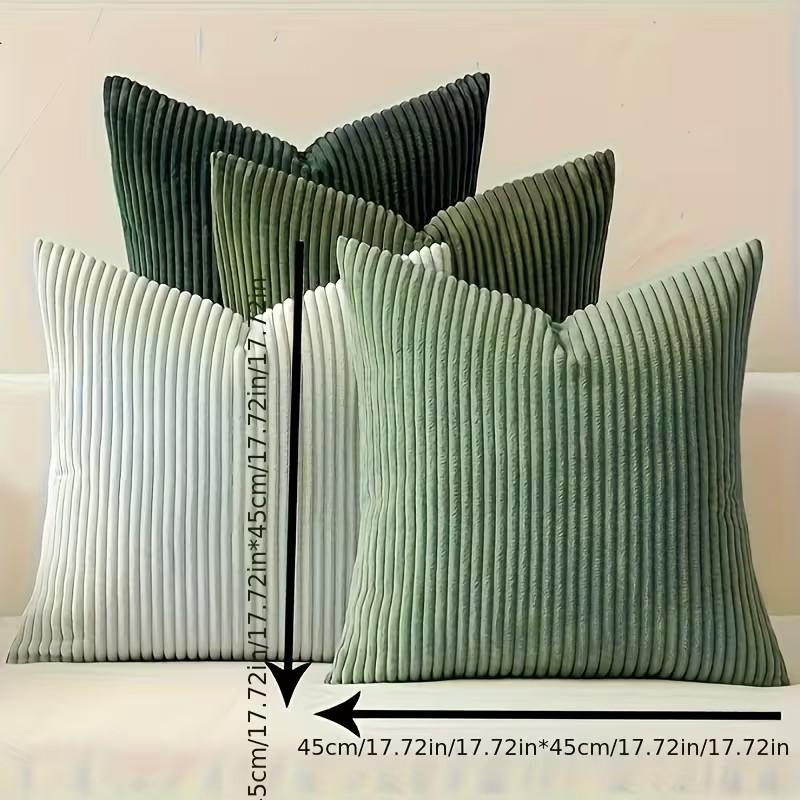4pcs corduroy pillowcases, suitable for living room, bedroom or sofa decoration, 2 size specifications, zipper closure, machine washable, suitable for all seasons, green gradient pillowcases, soft material, durable fabric, decorative pillows