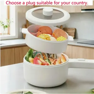 Electric Cooker Nonstick Ceramic Skillet Pan Hot Pot Mini Cooker with Lid Steamer  nice gift for  home