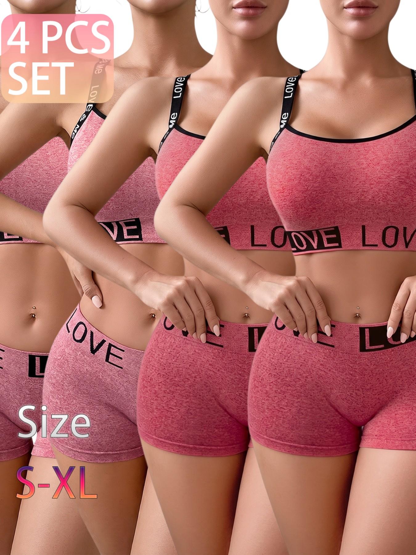 Women's 3/4/5 Piece Lingerie Set, Top and Bottoms, Seamless Comfort, Daily Wear, Casual Style, Fitted, Medium Support, All Seasons
