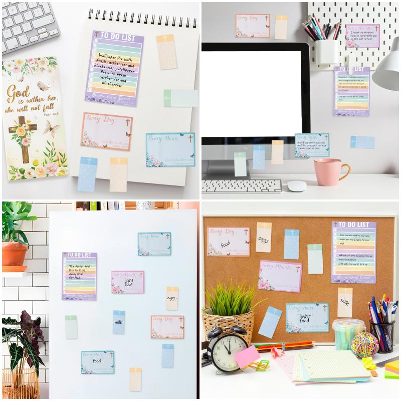 Floral Jesus Notepad Set - Task List Sticky Notes, Adhesive Stickers, Bible Study Notes, Scripture Writing Memo, New Year and Easter Gifts, Back-to-School Essentials