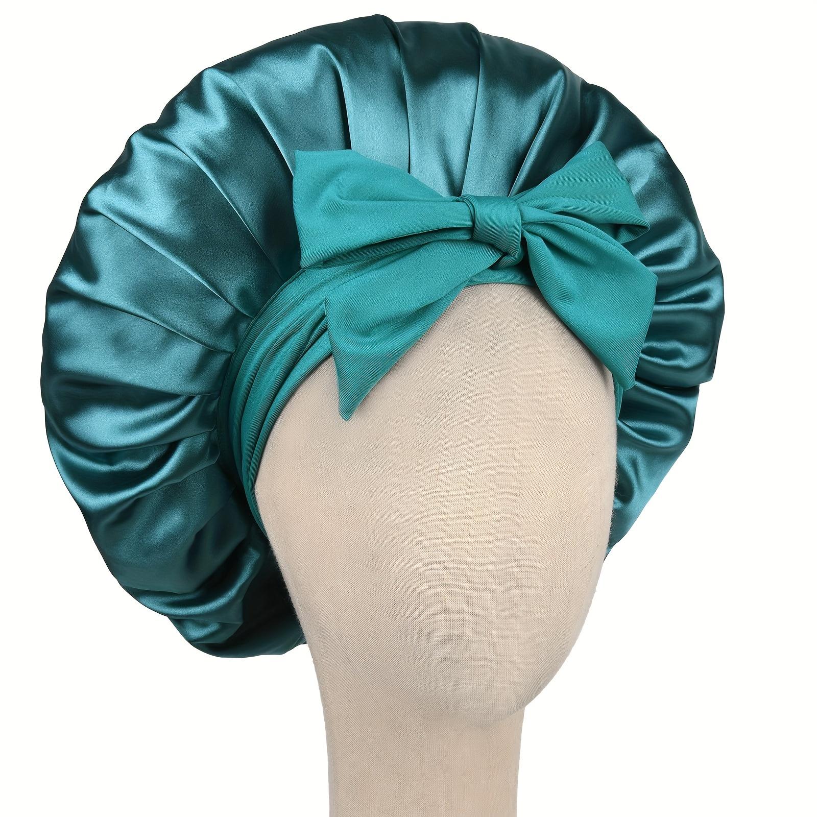 Double Layer Satin Bonnet Silk Like Texture for Sleeping Sleep Cap Hat Hair Bonnets with Elastic Tie Band for Curly Hair Nightcap Gifts for Women