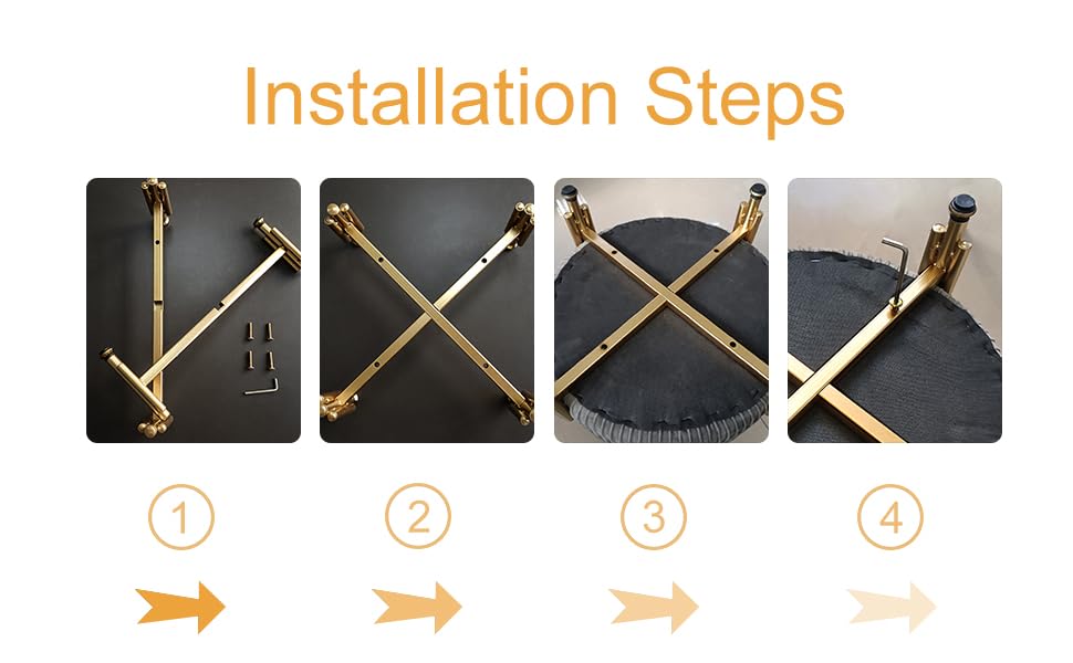 Round Ottoman Foot Stool with Storage and Metal Legs for Living Room Bedroom, Velvet Upholstered Footrest Stool Support 300lbs Modern Padded Seat Ottoman Coffee Table, Autumn, Winter, Warm