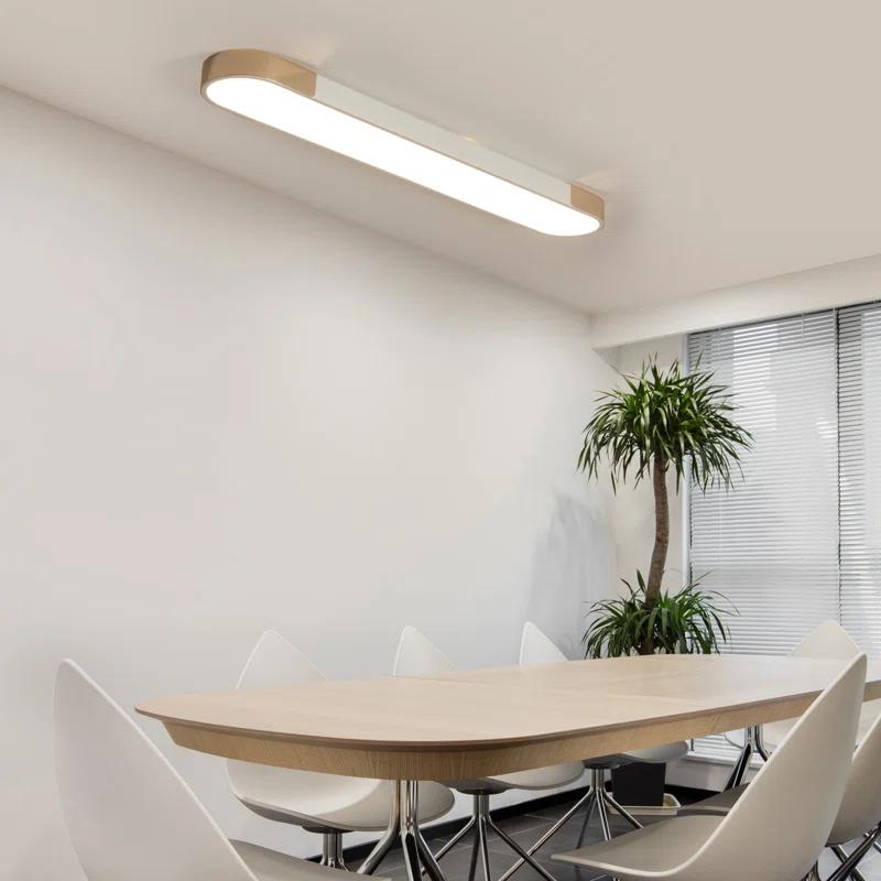 Garwarm  Modern LED Dimmable Ceiling Lamp with Remote Control - Linear Ceiling Light Chandeliers for Kitchen, Living Room, Dining Room, Bedroom (Gold, 39.4in)