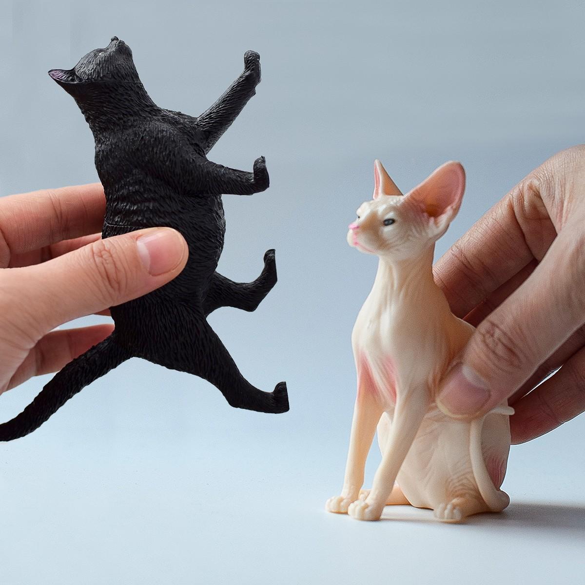 2 PVC Cat Models, and Hairless Cats, Elegant and Mystical, Pet House Decor, Desktop Ornament, Gift for Birthdays, Weddings, Holidays