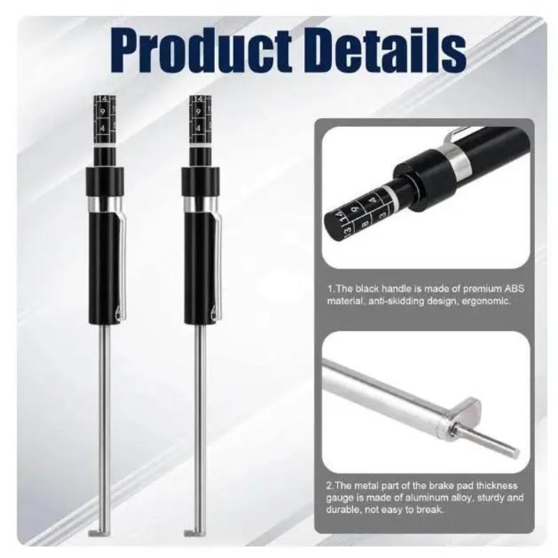 Car Brake Pad Thickness Measurement Tool, Includes Brake Shoe Scale, Base Plate Tester, Brake Pad Inspection Pen, Scale
