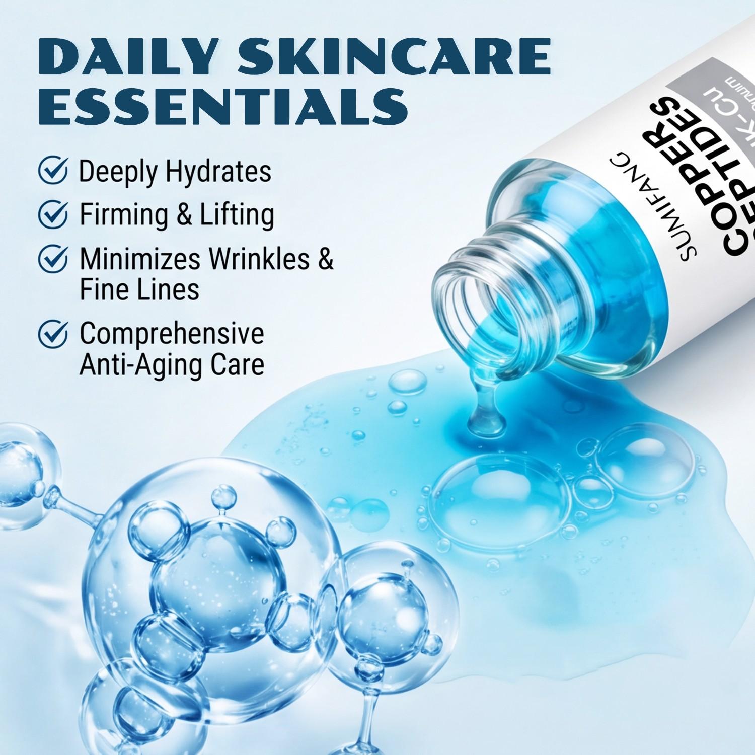 Ghk-Cu Serum for All Skin Types, Overnight Recovery, Firming & Hydrating, Sun Damage Repair, Soothes Sensitivity, Reduces Fine Lines, Mother's Day Gift