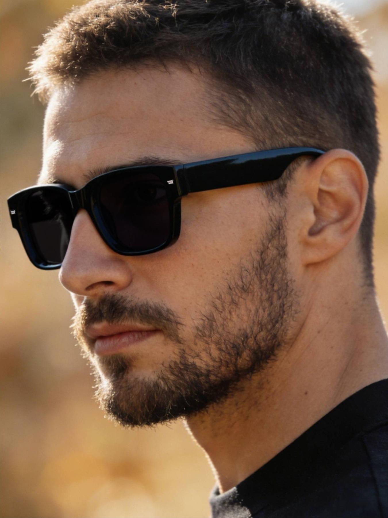 Men's Classic Square Frame Sunglasses, Lightweight Comfortable Fit, UV Protection, Ideal for Outdoor Sports, All Seasons, High Quality Sunglasses