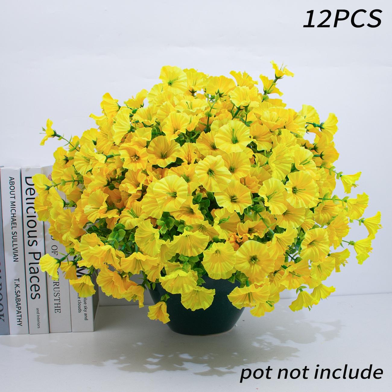 Artificial Flowers, Artificial Plants, 12pcs/set Simulated 7-Head Eucalyptus Morning Glory Faux Flowers, Fake Outdoor Flowers, Decorative Flowers for Home Garden Outdoor Decoration