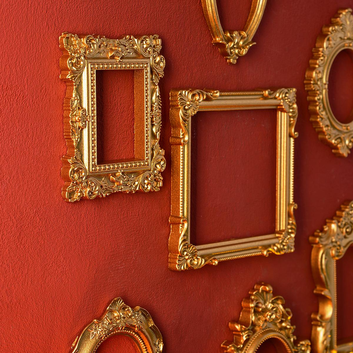 European Resin Frame Decoration, DIY Wall Decor, Multiple Styles Available, Photography Prop, Miniature House Ornament, Classic Rectangular Frame