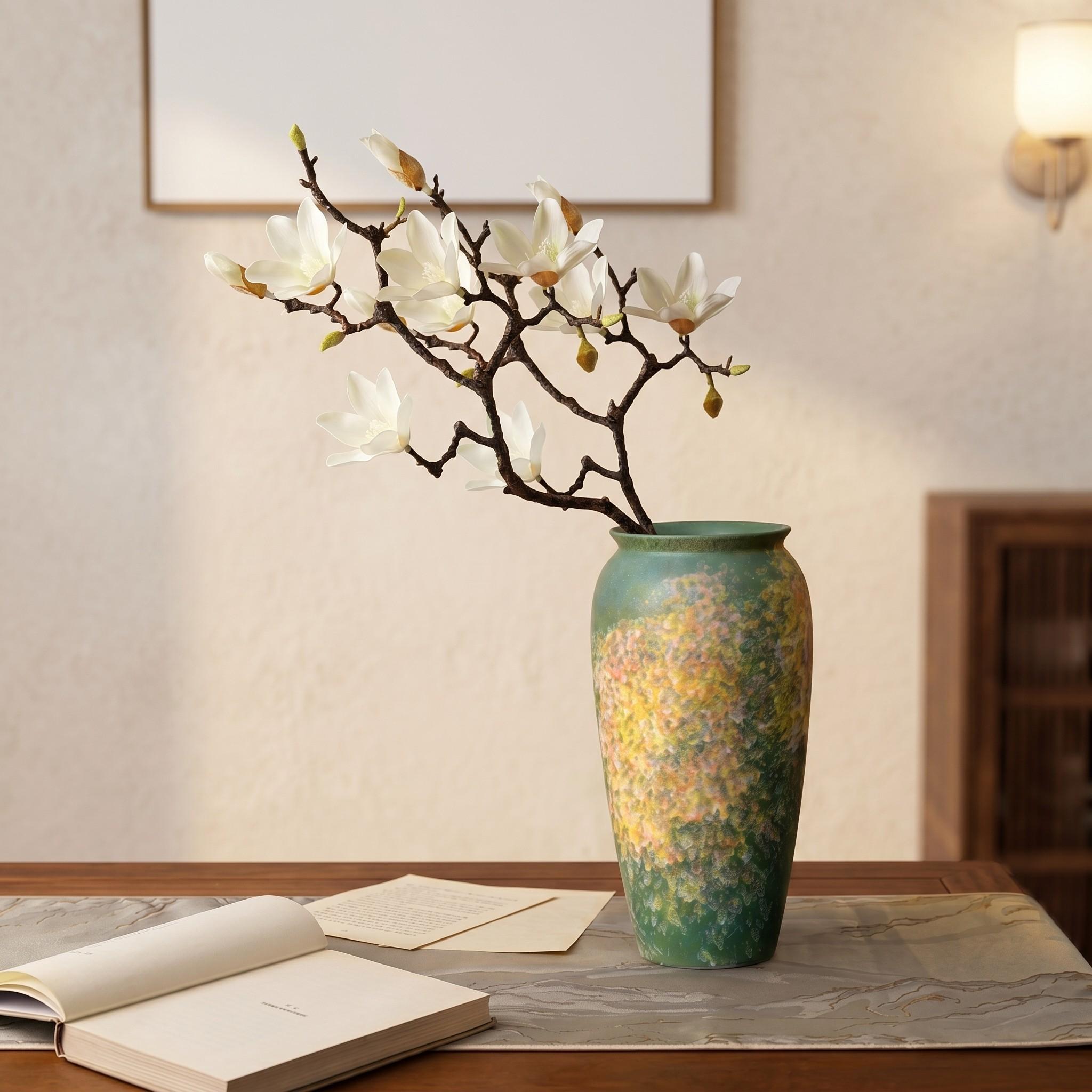 Vintage Ceramic Vase, Worn Gradient Spot Glaze Art Vase, Retro Wabi Sabi Home Decor Dried Flower Vase, Living Room Tabletop Decoration