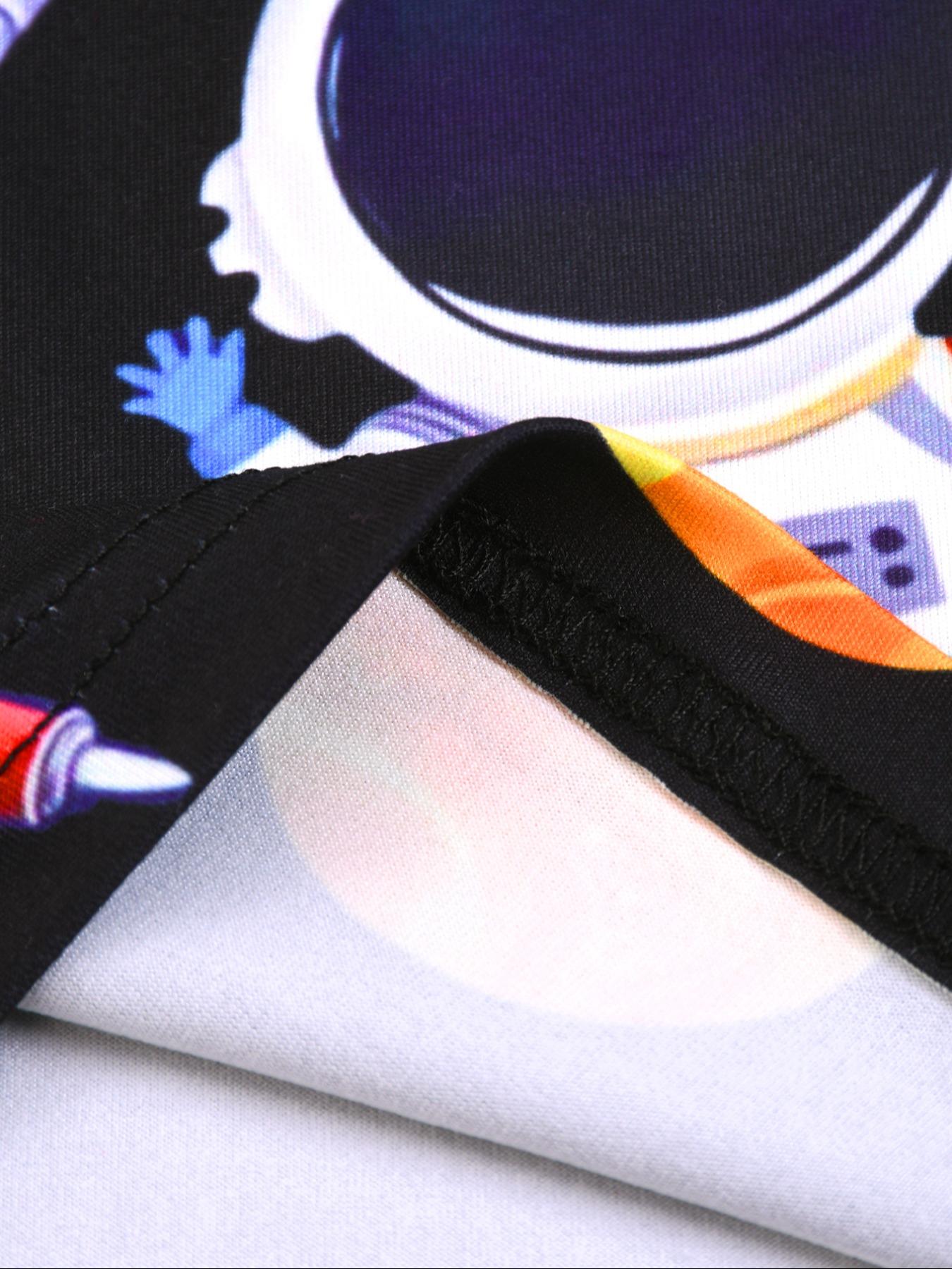 Boys Round Neck Short Sleeve Shorts Digital Print Space Planet Alien Fashion Casual Comfortable Fitted Home Sleepwear Set