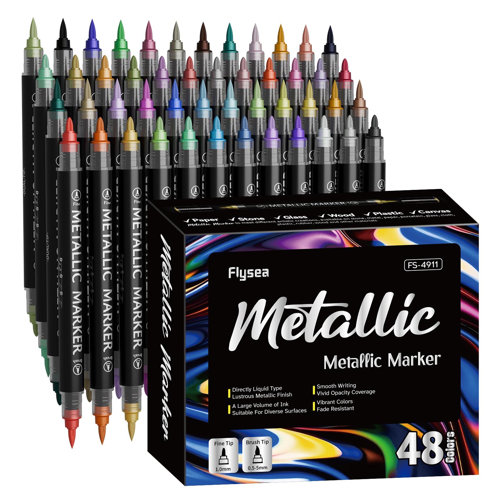 Metallic Color Markers 12/24/36/48 Colors, Non-Transparent Art Pens for Drawing, DIY Anime, School Supplies, New Condition