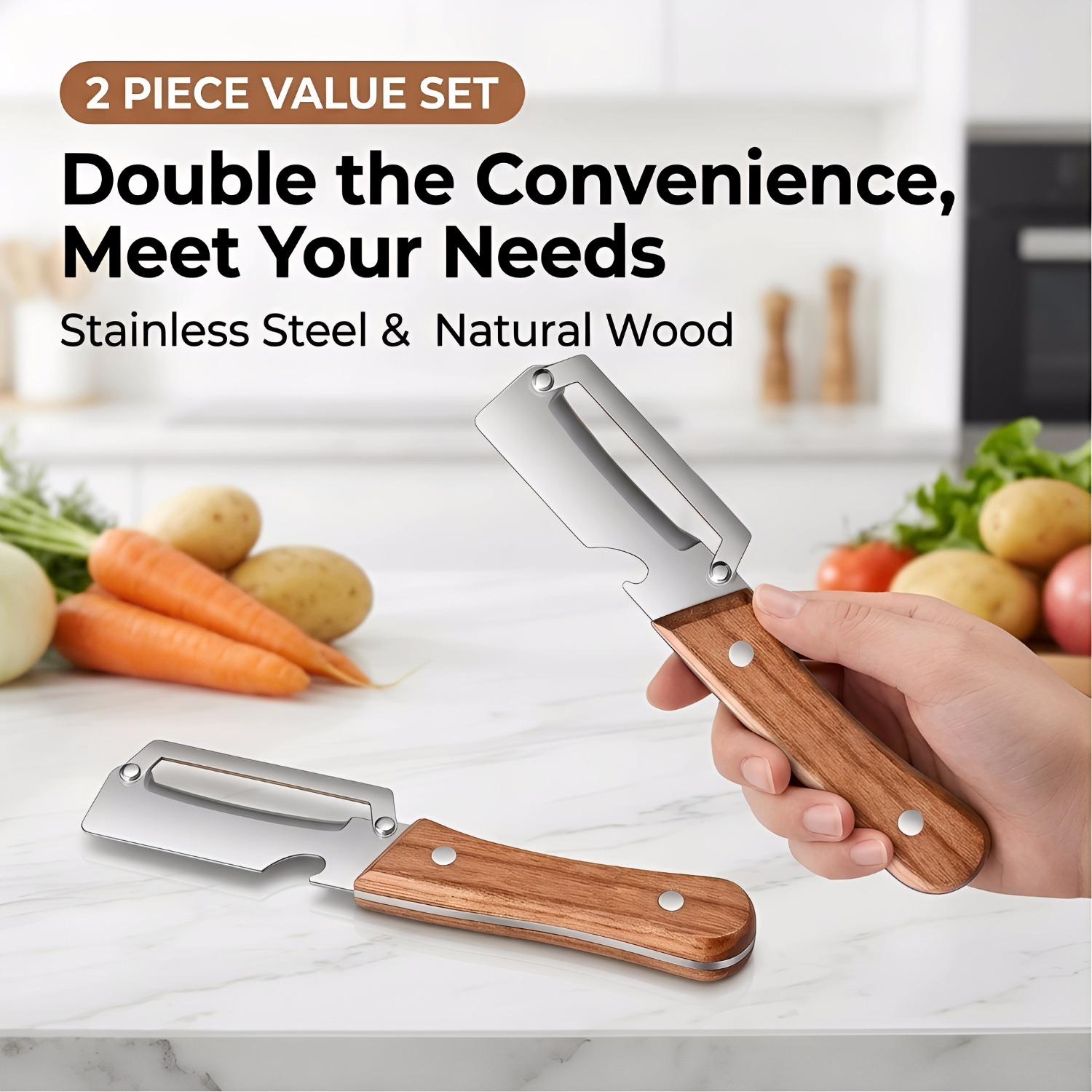 2PCS Kitchen Multi-Function Stainless Steel Thickened Fruit Peeler Knife for Sugar Cane and Pineapple Skin Removal Special Tool TF2