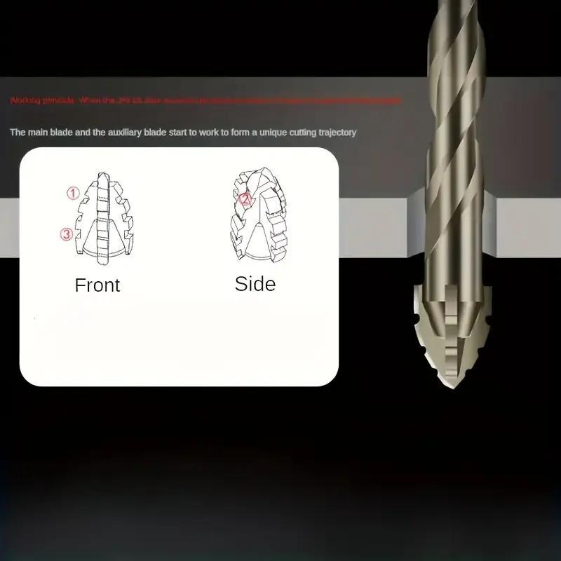 6pcs Carbide Sawtooth Offset Drill Bit Set, 4-Teeth Hex Shank for Ceramic Tile, Cast Iron, Concrete, Dry Drilling Tool Kit
