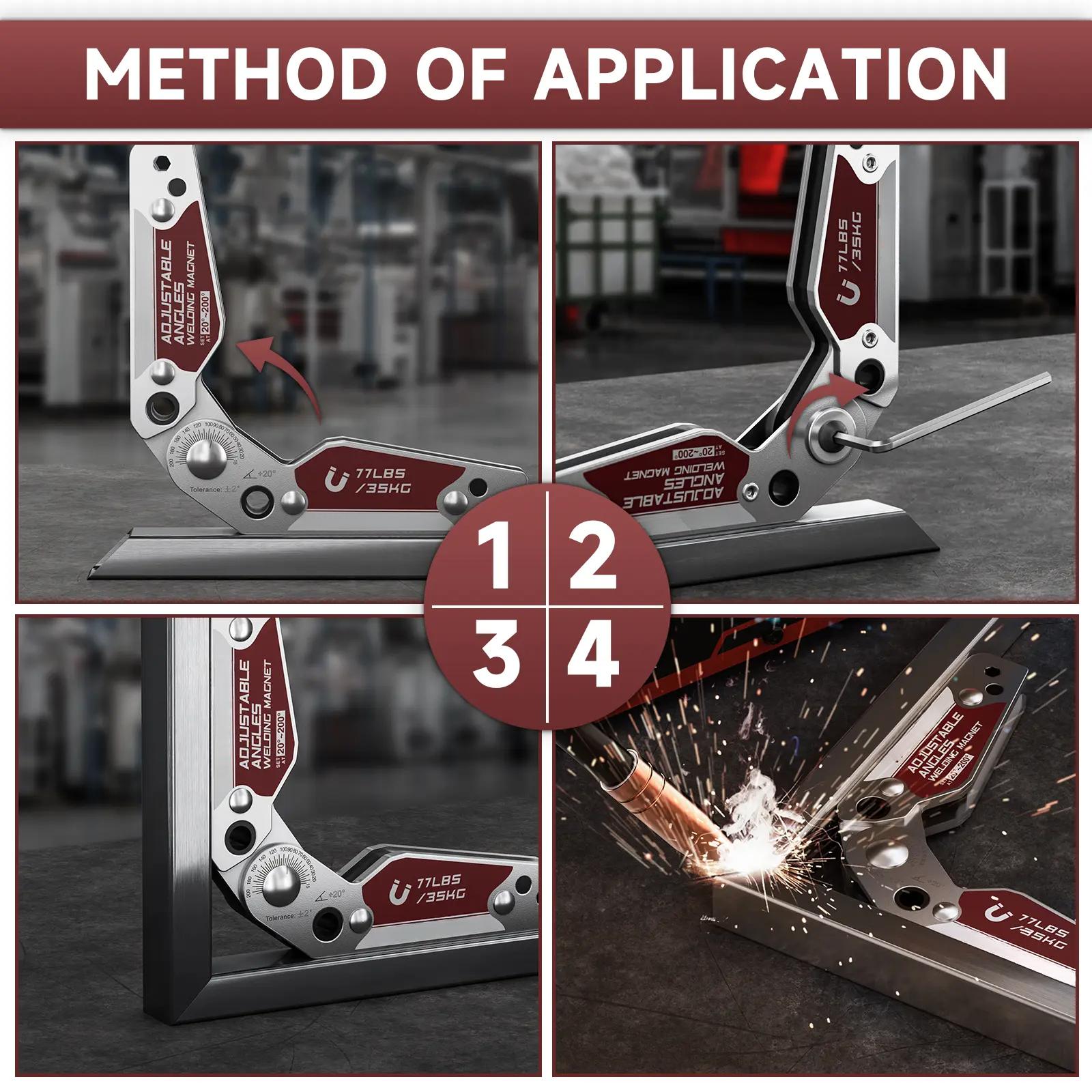 Adjustable Welding Magnet with Angle Scale 20-200 ° |   77LBs Holding Power Magnetic Welding Positioner for Soldering, Metal Fabrication & Pipe Installation