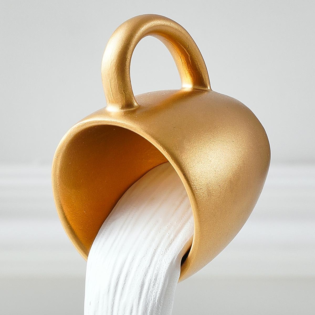 2024 Creative Modern Decoration Suspended Milk Cup Design Ornaments, 1 Count Coffee Cup Decoration for Home Office Coffee Shop Decoration, Fashion Shooting Prop