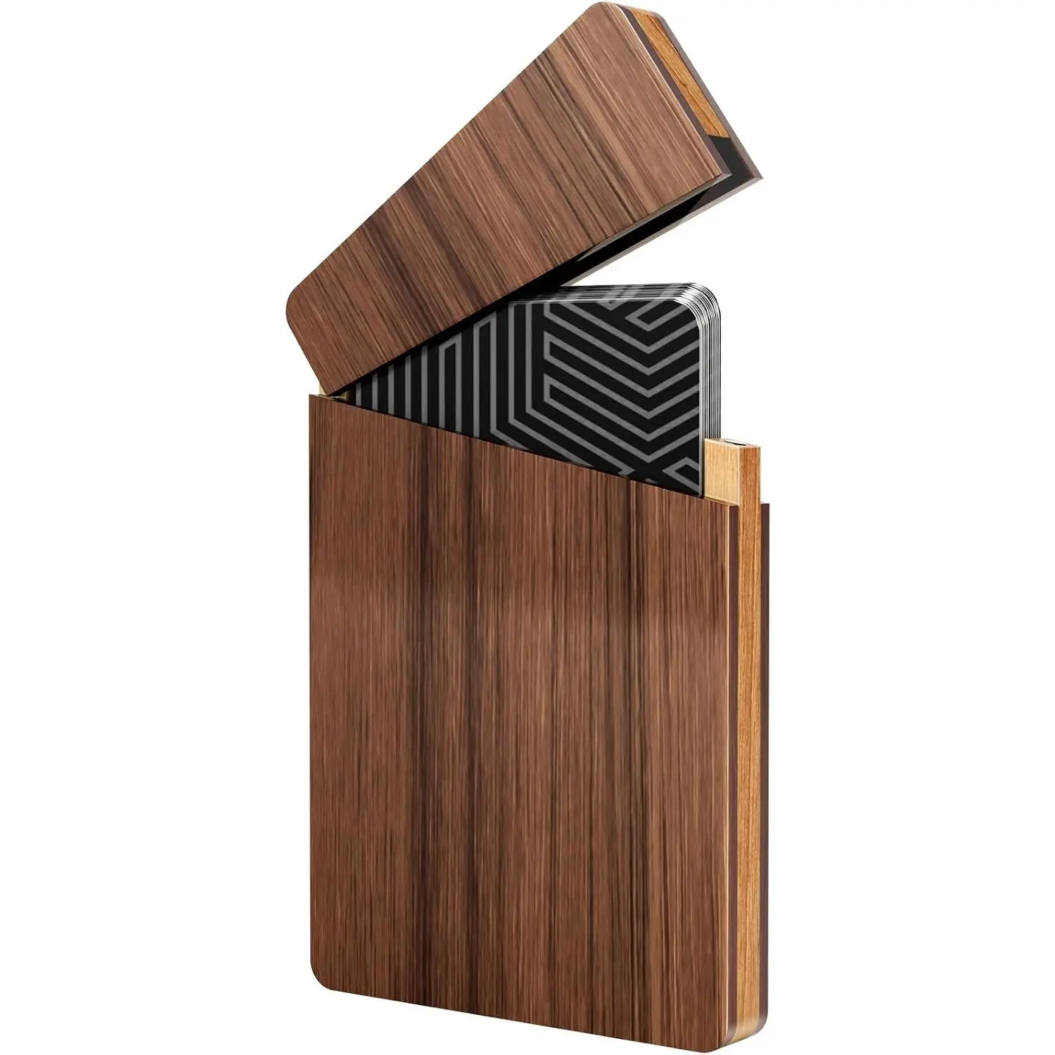 Portable Wooden Business Card Holder |  Walnut Business Card Case, Slim  Closure Card Holder for Business & Networking, Holds up to 15 Cards
