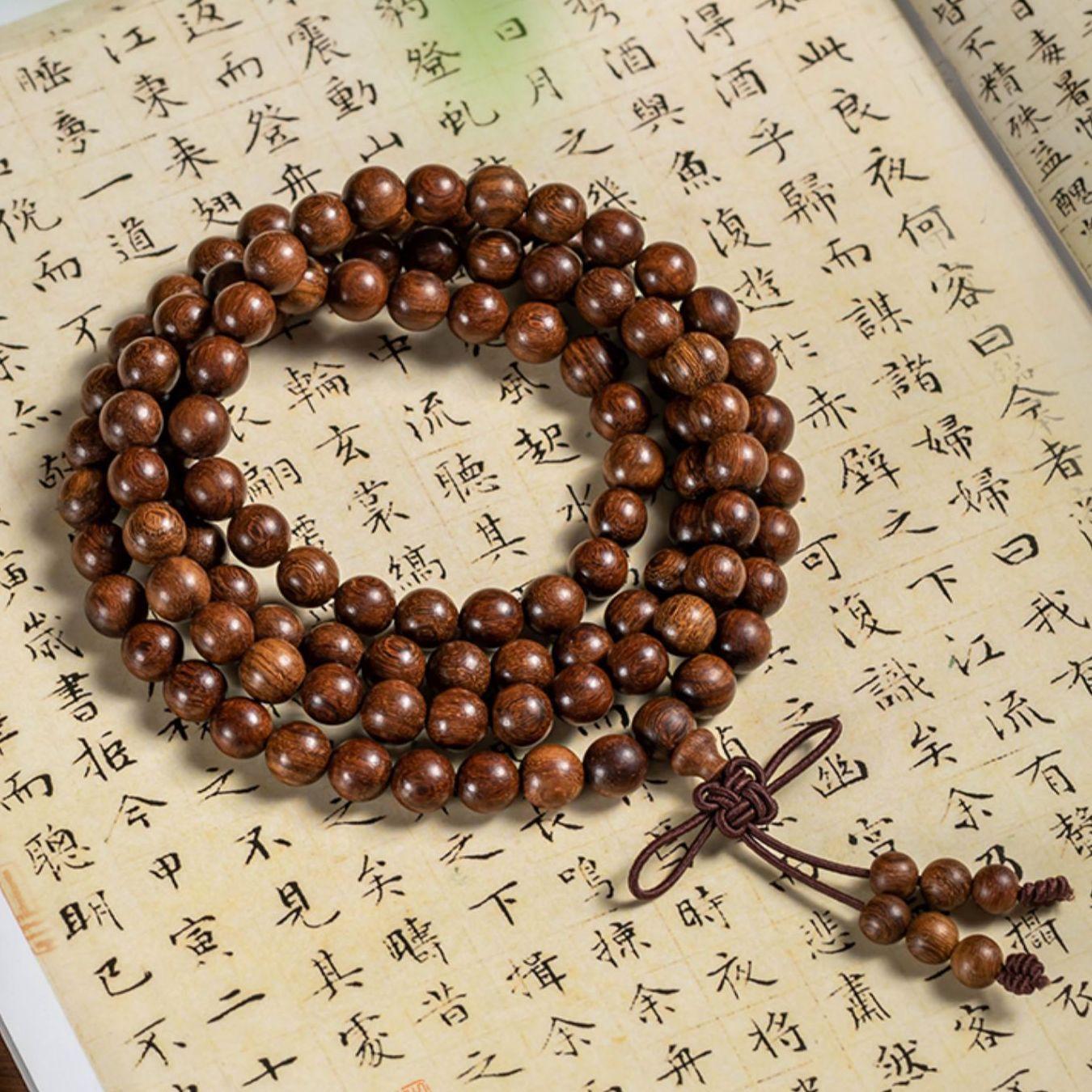 Sandalwood multi-bead stacked bracelets, new Chinese-style multi-ring wooden bracelets, Buddhist bead jewelry for meditation, odor-eliminating fragrant bracelets, collectibles