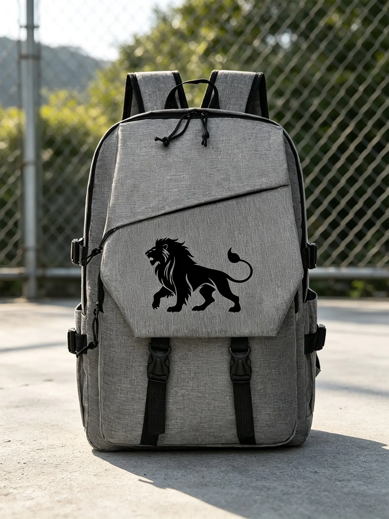 Lion Print Backpack, Casual Laptop Bag, Large Capacity Lightweight Design, Ideal for School, Daily Use, Street Style, Outdoor Activities, Graphic Backpack