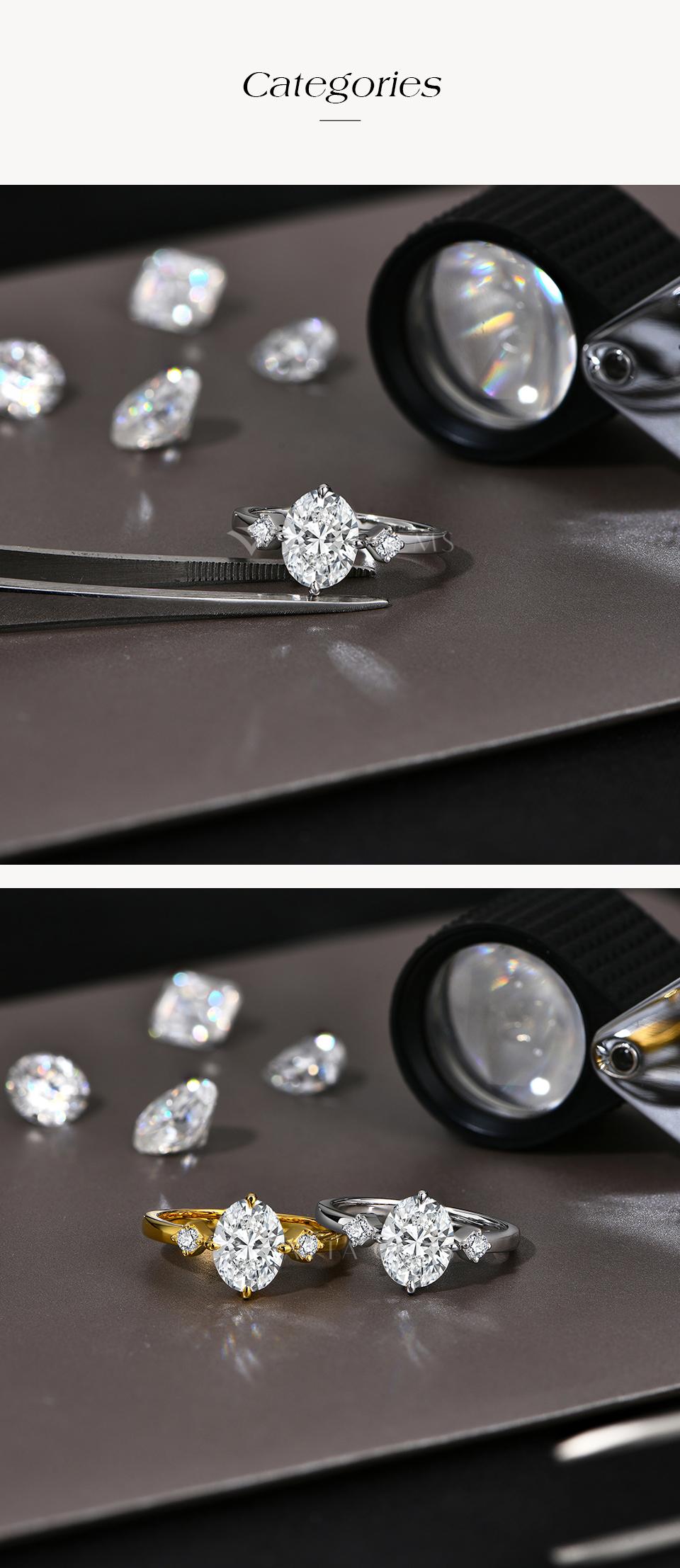 2CT oval Shape Synthetic Moissanite Ring for Women and girls Birthday Gift Party Promise Anniversary Jewelry R214