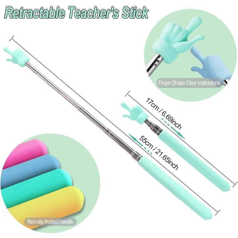 1/2/3/4pcs Retractable Teacher's Pointer for Classroom, Mini Retractable Handheld Pointer Stick, Finger Pointer, Reading Pointer Pen, Student and Teacher Supplies