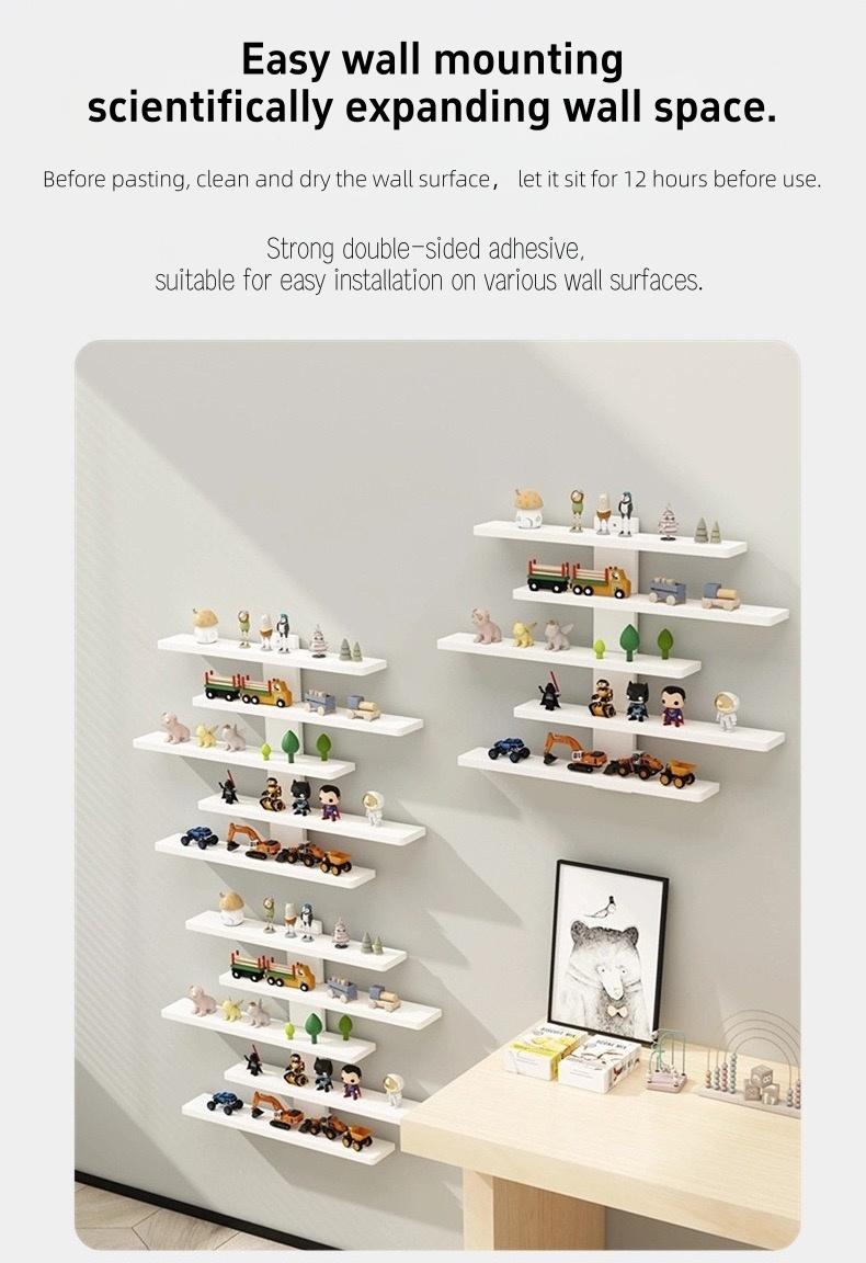 Adjustable Wall-Mounted Display Shelf, Five-Tier Design, Modern Home Decor Storage Rack, Suitable for Figurines, Dolls, Statues, Toys
