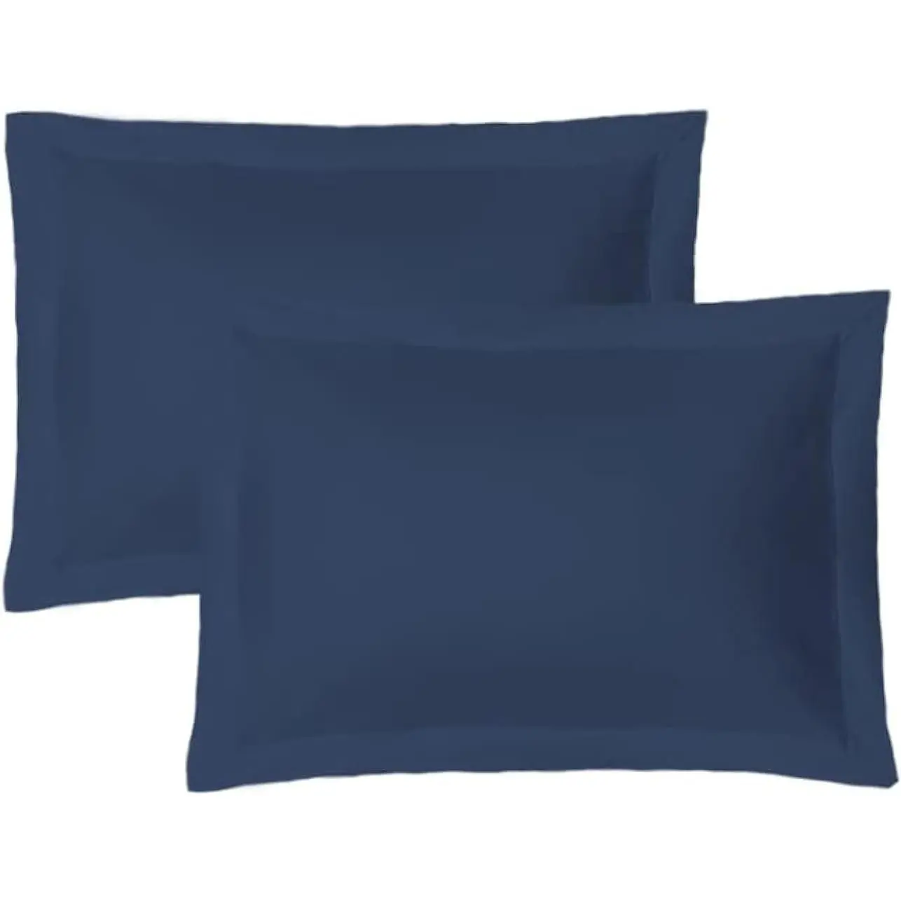 Soft and Breathable 100% Egyptian Cotton Envelope Pillow Shams, Silk Like and Cozy Decorative Pillow Covers, Set of 2, Navy Blue, Standard