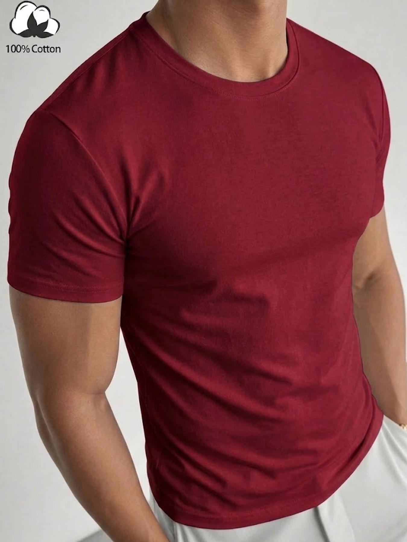 Men’s 100% Cotton Muscle Fit T-Shirt - Slimming Body-Hugging Crew Neck Tee, Breathable Soft Fabric, One Wear Multiple Ways for Gym, Streetwear & Office Casual, Clean Fit Everyday Basic, Athletic Shirt