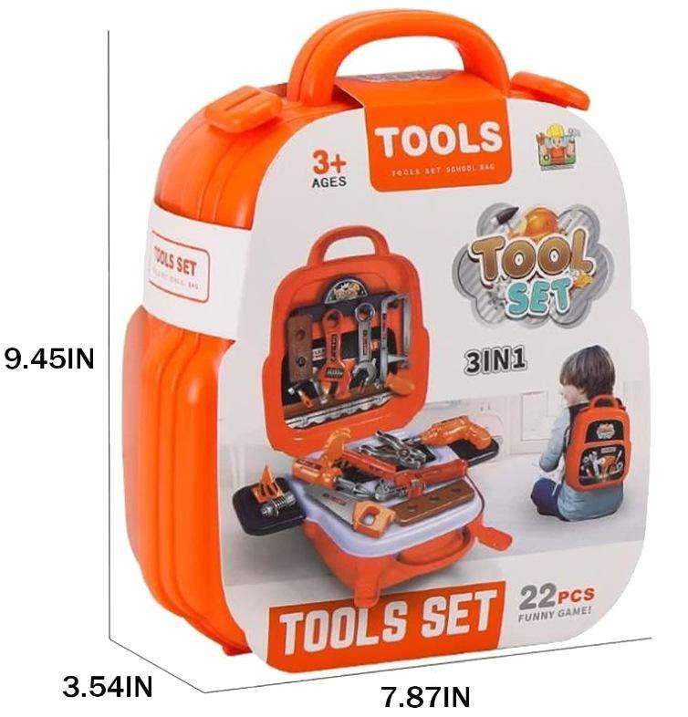 Mini Kids Repair Tool Set 22-Pcs with Electronic Drill & Tool Box Durable Building Toys for Toddlers Ages 3-8 Suitable Birthday Gift for Boys and Girls Multifunction Adventure-Ready Backpack Design