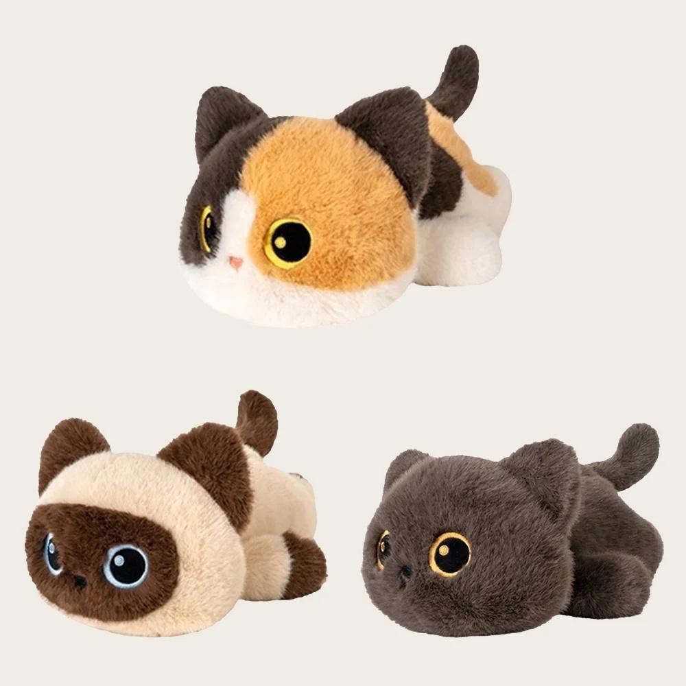 25cm Black Siamese Cat Plush Toy - Cartoonish, Artificial Touch, Soft Stuffed Kitten Doll - Kids Birthday Gift