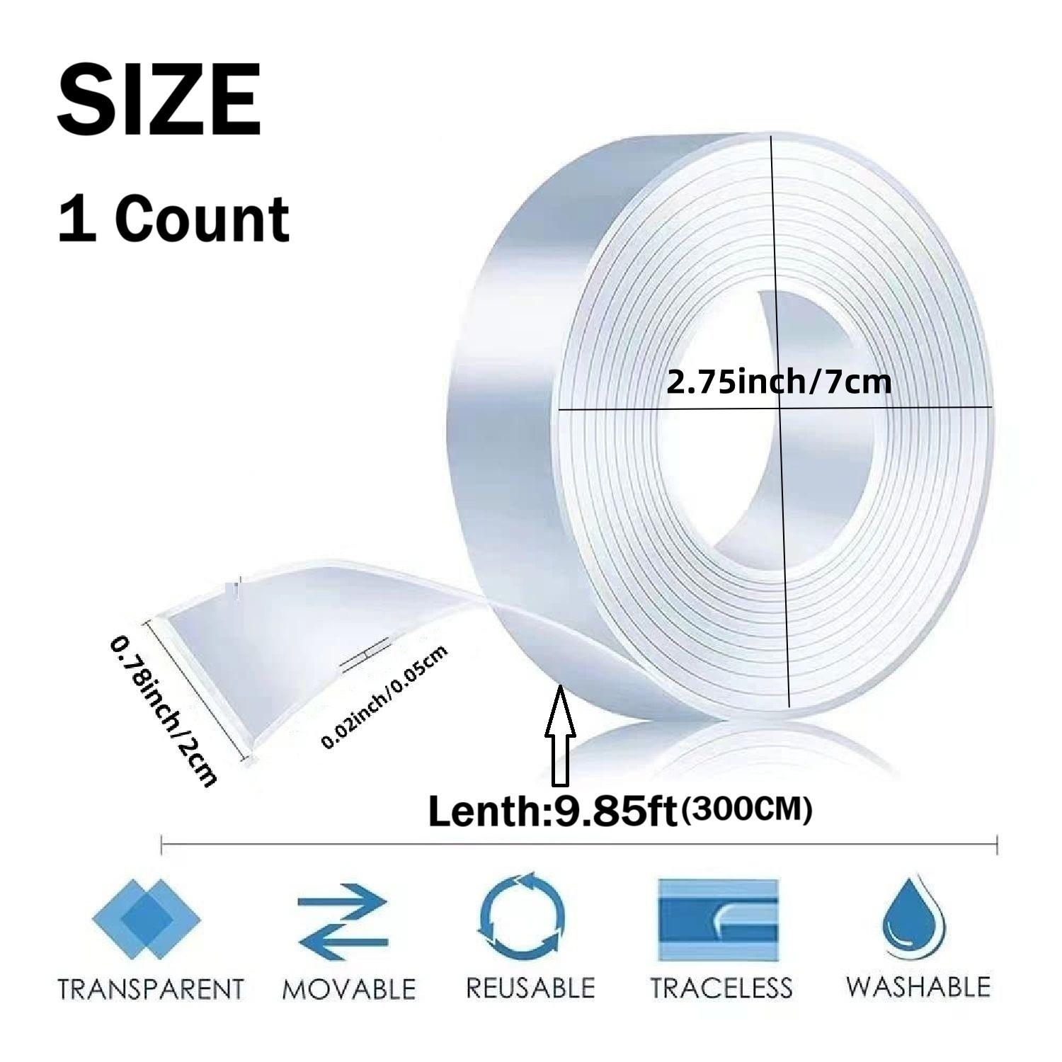 Strong Washable Double-Sided Tape for Wall Decor, No-Drill Photo Hanging, Anti-Slip Carpet & Cabinet Adhesive, High-Strength Removable, Waterproof, Heat-Resistant Multi-Surface Strips, Easy Peel