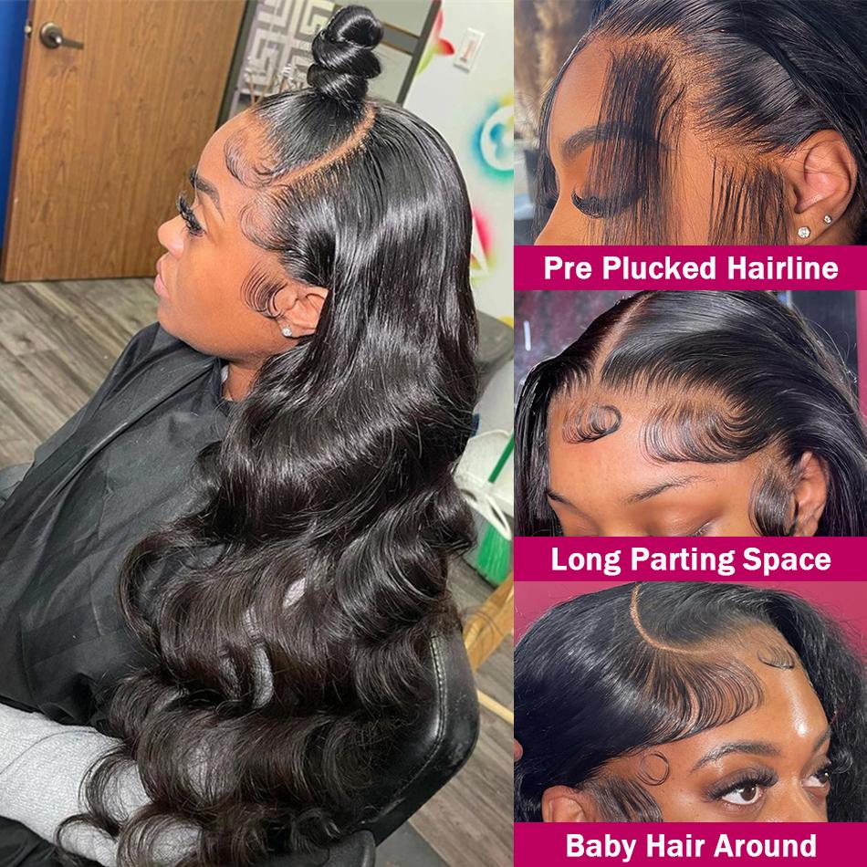 Bling Hair 36 34 Inch 13X4 13X6 Body Wave Lace Front Wig Human Hair 360 Full Frontal Wigs for Women Brazilian Real Human Hair PrePlucked Natural Black Remy Hair 180% Density #TikTokShopHolidayHaul